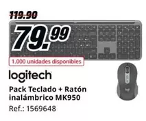 Oferta de Logitech - Pack Teclado + Ratón Inalámbrico NK950 por 79,99€ en MediaMarkt