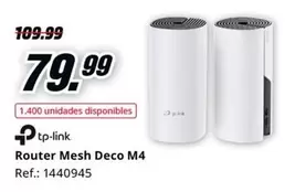 Oferta de TP-LINK - Router Mesh Deco M4 por 79,99€ en MediaMarkt