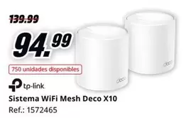 Oferta de TP-LINK - Sistema Wifi Mesh Deco X10 por 94,99€ en MediaMarkt