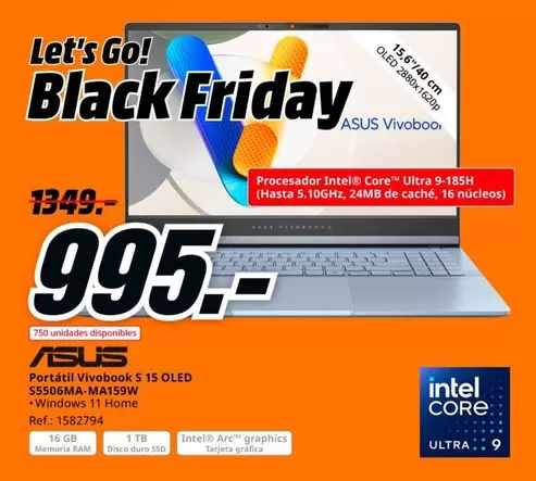 Oferta de Intel - Portátil Vivobook S 15 Oled por 995€ en MediaMarkt