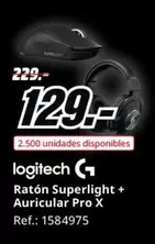 Oferta de Logitech - Ratón Superlight + Auricular Pro X por 129€ en MediaMarkt