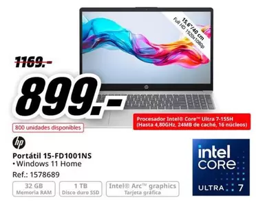 Oferta de HP - Portátil 15-Fd1091ns por 899€ en MediaMarkt