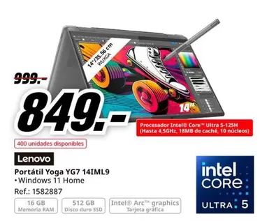 Oferta de Lenovo - Portatil Yoga Yg7 14IML9 por 849€ en MediaMarkt