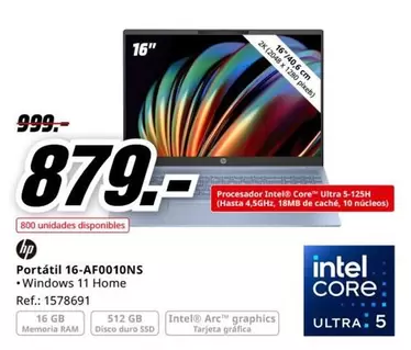 Oferta de HP - Portatil 16-AF0010NS por 879€ en MediaMarkt