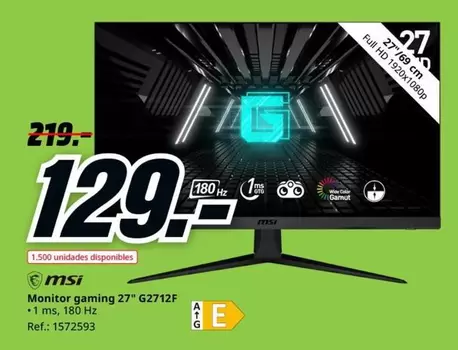 Oferta de MS - Monitor Gaming 27" G2712F por 129€ en MediaMarkt