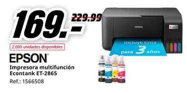 Oferta de Epson - Impresora multifunción Ecotank ET-2865 por 169€ en MediaMarkt