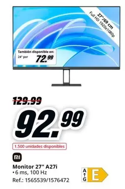 Oferta de MS - Monitor 27" A27i por 92,99€ en MediaMarkt