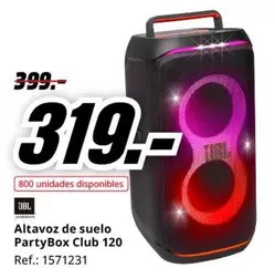 Oferta de JBL - Altavoz De Suelo Partybox Club 120 por 319€ en MediaMarkt