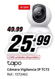 Oferta de Cámara Vigilancia Ip Tc72 por 25,99€ en MediaMarkt