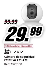 Oferta de Ezviz - Camara De Seguridad Rotativa TY 1 4 MP por 29,99€ en MediaMarkt