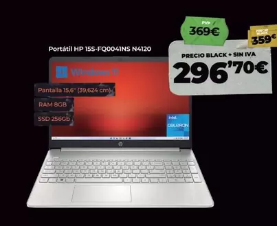 Oferta de HP - Portátil 15S por 296,7€ en Pascual Martí