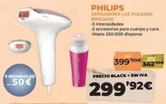 Oferta de Philips - Depiladora Luz Pulsada Bri94/400 por 299,92€ en Pascual Martí