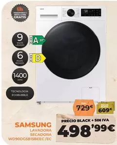 Oferta de Samsung - Lavadora Secadora Wd90dgsb15beec por 498,99€ en Pascual Martí