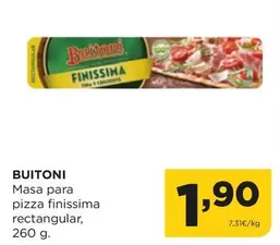 Oferta de Buitoni - Masa Para Pizza Finissima Rectangular por 1,9€ en Alimerka