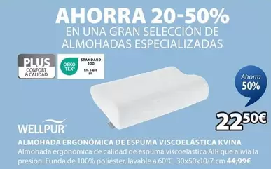 Oferta de Wellpur - Almohada Ergonómica De Espuma Viscoelástica Kvina por 22,5€ en JYSK