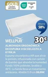 Oferta de Wellpur - Almohada Ergonomica De Espuma Viscoelástica Kyrjaja por 30€ en JYSK