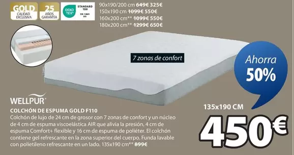 Oferta de Wellpur - Colchón De Espuma Gold F110 por 450€ en JYSK