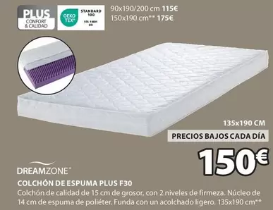 Oferta de Dreamzone - Colchón De Espuma Plus F30 por 150€ en JYSK