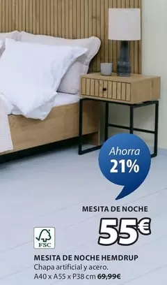 Oferta de Mesita De Noche Hemdrup por 55€ en JYSK