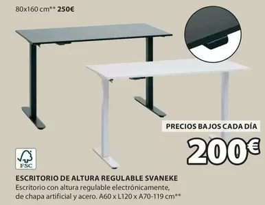 Oferta de Escritorio De Altura Regulable por 200€ en JYSK