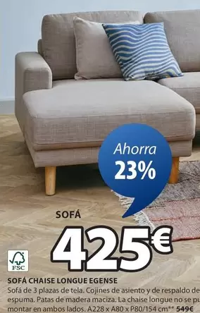 Oferta de Sofá Chaise Longue Egense por 425€ en JYSK