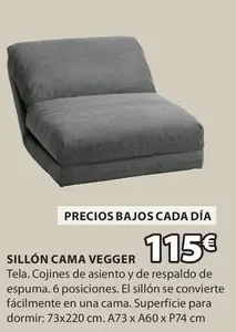 Oferta de Sillon Cama Vegger por 115€ en JYSK