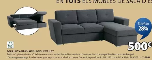 Oferta de Sofa Llit Amb Chaise Longue por 500€ en JYSK