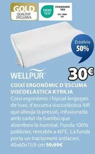 Oferta de Wellpur - Coixi Ergonomic D'escuma Viscoelastica Kyry Raja por 30€ en JYSK