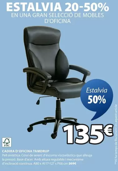 Oferta de Cadira D'oficina Tamdrup por 135€ en JYSK