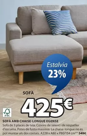 Oferta de Sofá Amb Chaise-longue Egnse por 425€ en JYSK