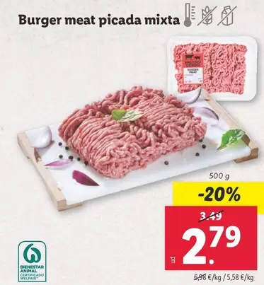 Oferta de Mixta - Burger Meat Picada por 2,79€ en Lidl