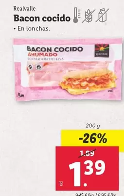 Oferta de Realvalle - Bacon Cocido por 1,39€ en Lidl