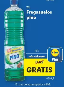 Oferta de W5 - Fregasuelos Pino por 0,89€ en Lidl