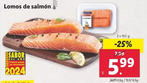 Oferta de Lomos De Salmon por 5,99€ en Lidl