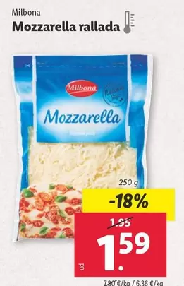 Oferta de Milbona - Mozzarella Rallada por 1,59€ en Lidl