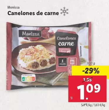 Oferta de Monissa - Canelones De Carne por 1,09€ en Lidl