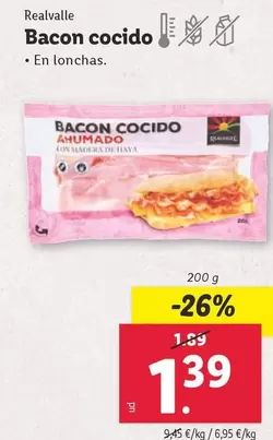 Oferta de Realvalle - Bacon Cocido por 1,39€ en Lidl