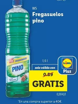 Oferta de W5 - Fregasuelos Pino por 0,89€ en Lidl