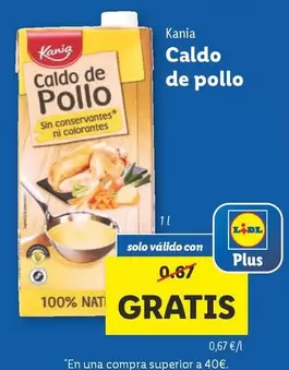 Oferta de Kania - Caldo De Pollo por 0,67€ en Lidl