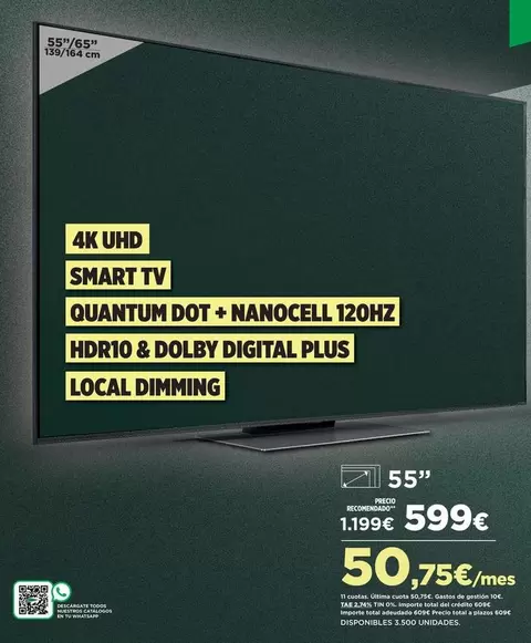 Oferta de Quantum - 55" 45" 4k Uhd por 599€ en El Corte Inglés