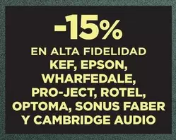 Oferta de Epson - En Alta Fidelidad, , Wharfedale, Pro-Ject,rotel,optoma,sons Faber Y Cambridge Audio en El Corte Inglés