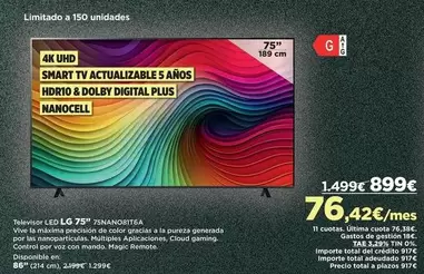 Oferta de LG - Televisor Led 75pzAnavolta por 899€ en El Corte Inglés