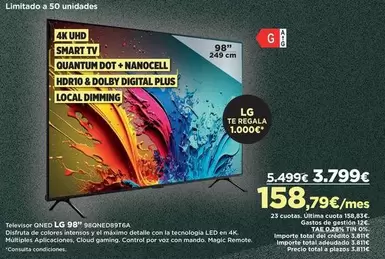 Oferta de LG - Televisor Qled Qe75qn800qn92teq por 3799€ en El Corte Inglés