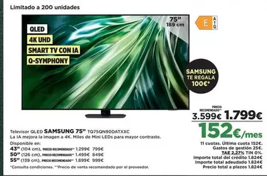 Oferta de Samsung - Televisor Qled por 1799€ en El Corte Inglés