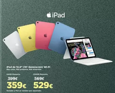 Oferta de Ipad De 10.9" (10 por 359€ en El Corte Inglés