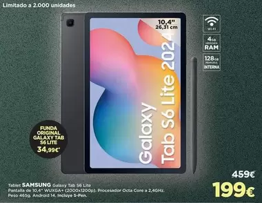 Oferta de Ram - Galaxy Tab S6 Lite por 199€ en El Corte Inglés