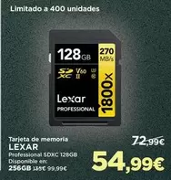 Oferta de Lexar - Tarjeta De Memoria por 54,99€ en El Corte Inglés