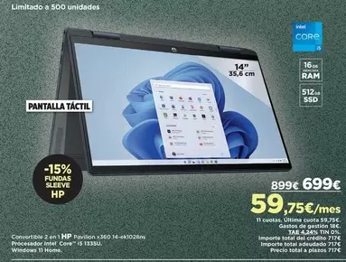 Oferta de Intel - Lamento Frontale 16 Kg por 699€ en El Corte Inglés