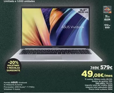 Oferta de Samsonite - Portata ASUS Vivobook por 579€ en El Corte Inglés