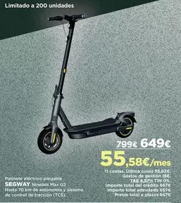 Oferta de Sistema - Patinete Electrico Plegable Ninebots por 649€ en El Corte Inglés